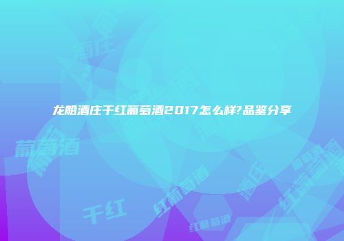 龙船酒庄干红葡萄酒2017怎么样?品鉴分享