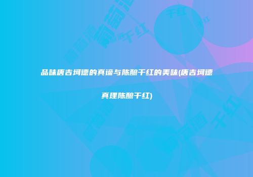 品味唐吉坷德的真谛与陈酿干红的美味(唐吉坷德真理陈酿干红)