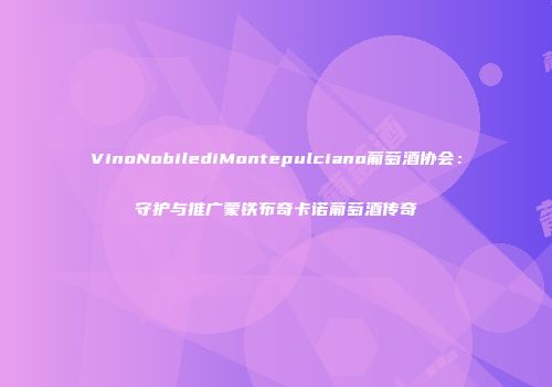 VinoNobilediMontepulciano葡萄酒协会：守护与推广蒙铁布奇卡诺葡萄酒传奇