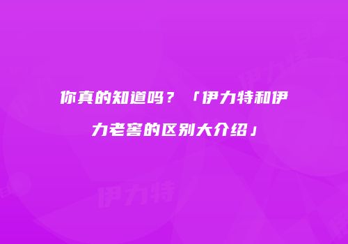你真的知道吗？「伊力特和伊力老窖的区别大介绍」