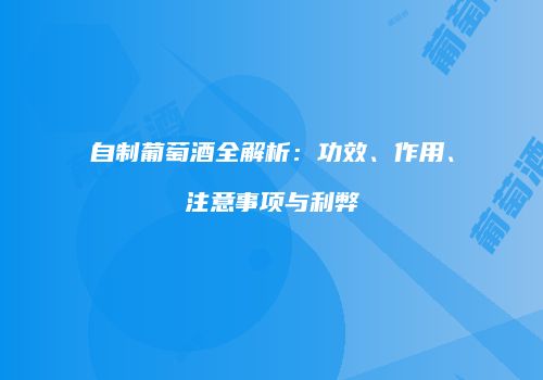 自制葡萄酒全解析：功效、作用、注意事项与利弊