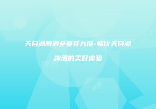 天目湖啤酒全麦芽九度-畅饮天目湖啤酒的美好体验