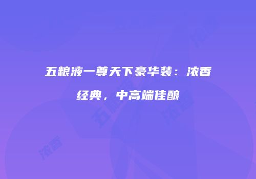 五粮液一尊天下豪华装：浓香经典，中高端佳酿