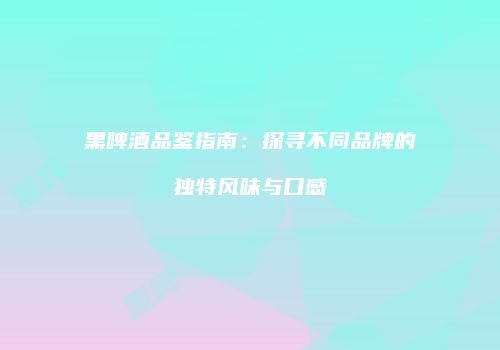 黑啤酒品鉴指南：探寻不同品牌的独特风味与口感