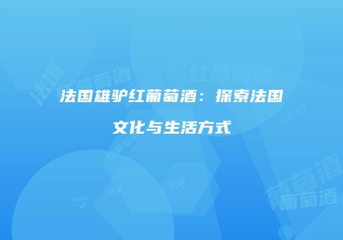 法国雄驴红葡萄酒：探索法国文化与生活方式