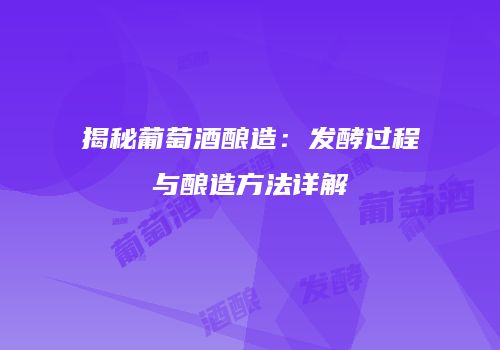 揭秘葡萄酒酿造：发酵过程与酿造方法详解