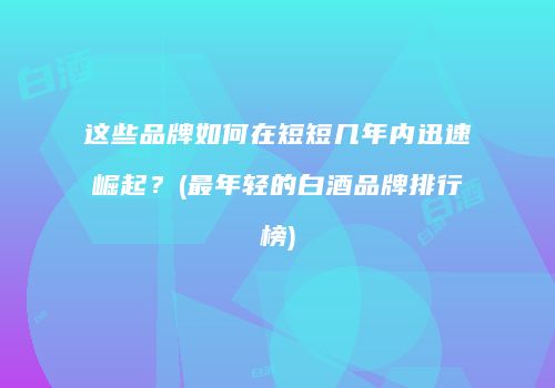 这些品牌如何在短短几年内迅速崛起？(最年轻的白酒品牌排行榜)