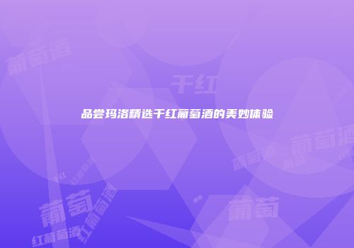品尝玛洛精选干红葡萄酒的美妙体验