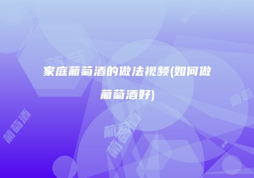 家庭葡萄酒的做法视频(如何做葡萄酒好)