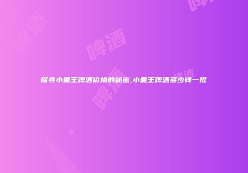 探寻小麦王啤酒价格的秘密,小麦王啤酒多少钱一提