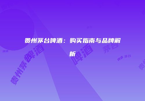 贵州茅台啤酒：购买指南与品牌解析