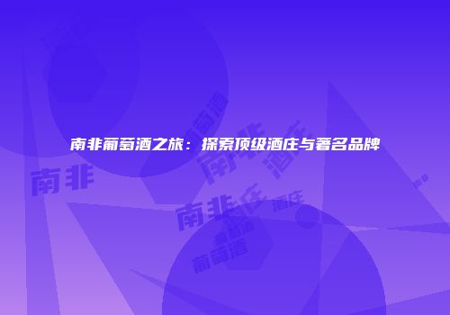 南非葡萄酒之旅：探索顶级酒庄与著名品牌