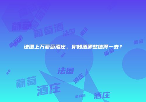 法国上万葡萄酒庄，你知道哪些值得一去？