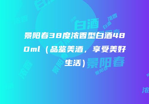 景阳春38度浓香型白酒480ml（品鉴美酒，享受美好生活）