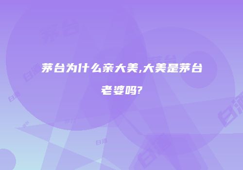 茅台为什么亲大美,大美是茅台老婆吗?