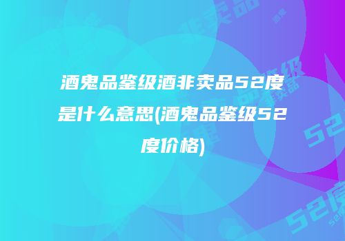 酒鬼品鉴级酒非卖品52度是什么意思(酒鬼品鉴级52度价格)