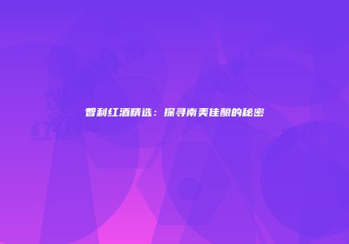 智利红酒精选：探寻南美佳酿的秘密