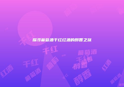 探寻葡萄酒干红红酒的醇香之旅