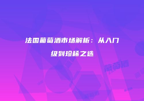 法国葡萄酒市场解析：从入门级到珍稀之选