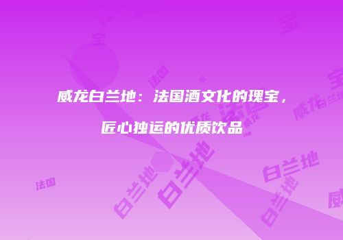 威龙白兰地：法国酒文化的瑰宝，匠心独运的优质饮品