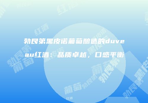 勃艮第黑皮诺葡萄酿造的duveau红酒：品质卓越，口感平衡
