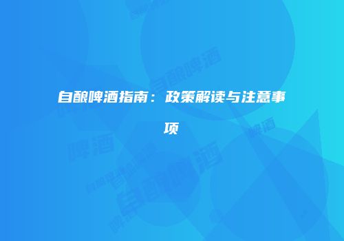 自酿啤酒指南：政策解读与注意事项
