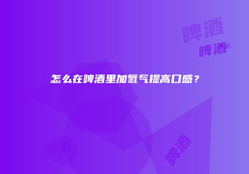 怎么在啤酒里加氮气提高口感？