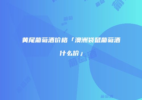 黄尾葡萄酒价格「澳洲袋鼠葡萄酒什么价」