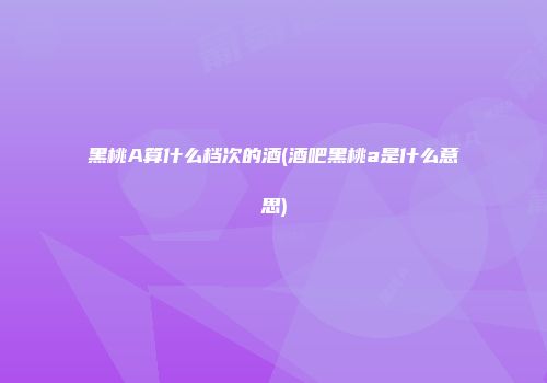 黑桃A算什么档次的酒(酒吧黑桃a是什么意思)