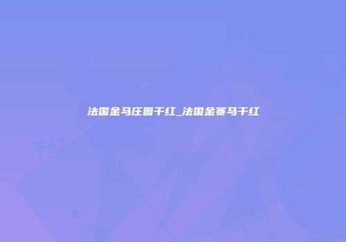 法国金马庄园干红_法国金赛马干红