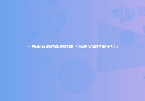 一瓶葡萄酒的背后故事「品鉴宝隆世家干红」