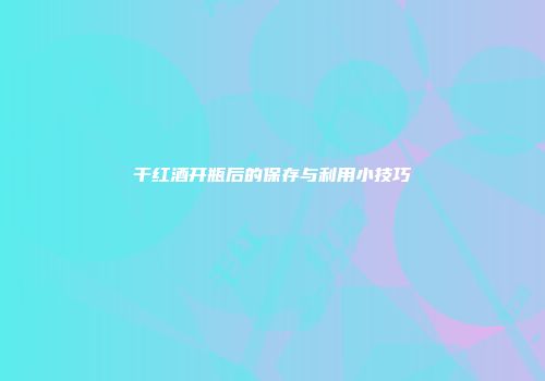 干红酒开瓶后的保存与利用小技巧