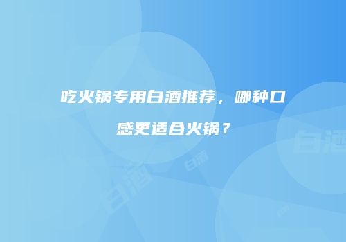 吃火锅专用白酒推荐，哪种口感更适合火锅？