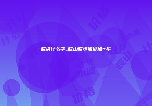 皖读什么字_皖山皖水酒价格5年