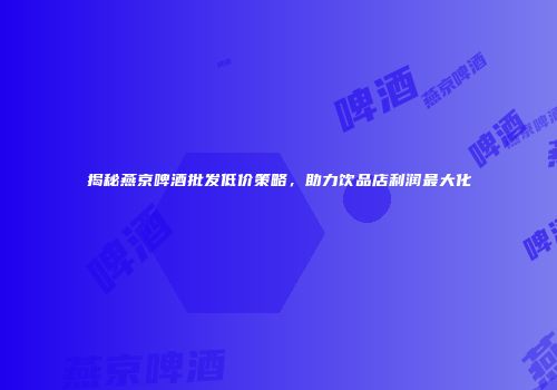 揭秘燕京啤酒批发低价策略，助力饮品店利润最大化