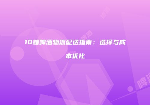 10箱啤酒物流配送指南：选择与成本优化