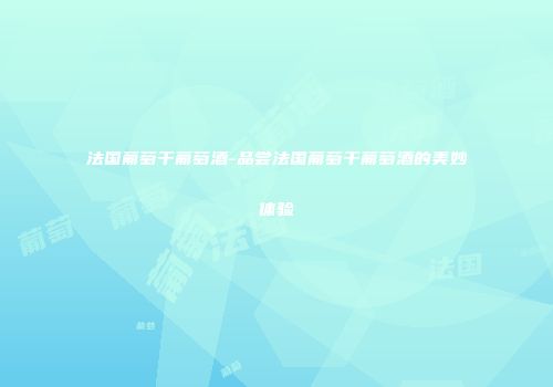 法国葡萄干葡萄酒-品尝法国葡萄干葡萄酒的美妙体验