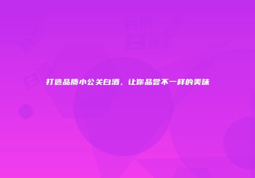 打造品质小公关白酒，让你品尝不一样的美味
