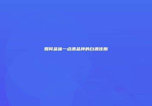 如何品味一点酒品牌的白酒佳酿