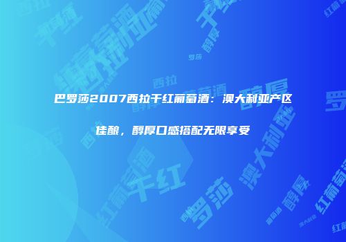 巴罗莎2007西拉干红葡萄酒：澳大利亚产区佳酿，醇厚口感搭配无限享受