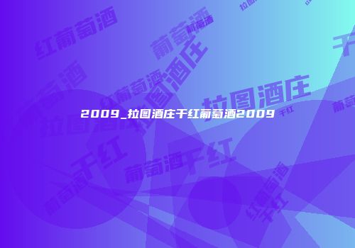 2009_拉图酒庄干红葡萄酒2009