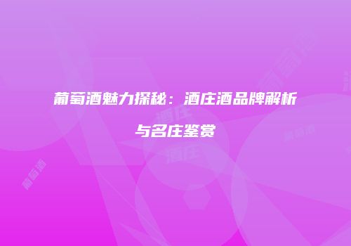 葡萄酒魅力探秘：酒庄酒品牌解析与名庄鉴赏