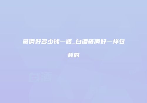 哥俩好多少钱一瓶_白酒哥俩好一样包装的