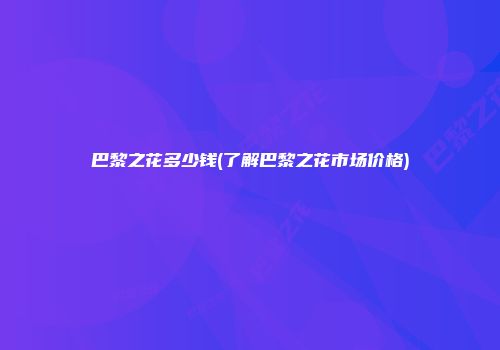 巴黎之花多少钱(了解巴黎之花市场价格)
