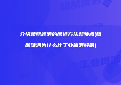 介绍精酿啤酒的酿造方法和特点(精酿啤酒为什么比工业啤酒好喝)