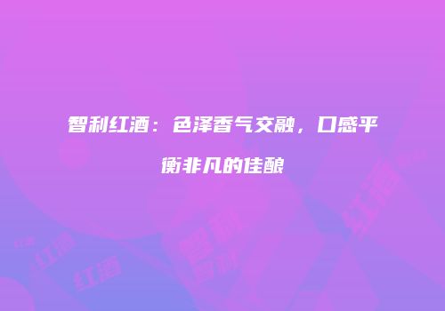 智利红酒：色泽香气交融，口感平衡非凡的佳酿