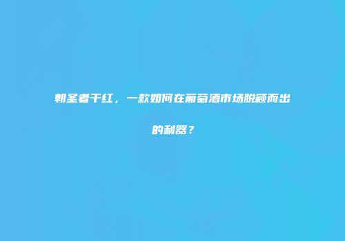 朝圣者干红，一款如何在葡萄酒市场脱颖而出的利器？