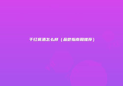 干红餐酒怎么样（品尝指南和推荐）