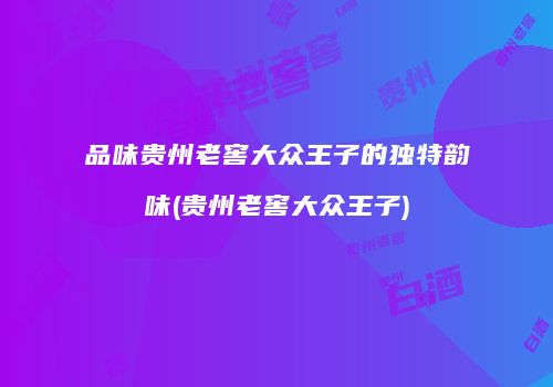品味贵州老窖大众王子的独特韵味(贵州老窖大众王子)