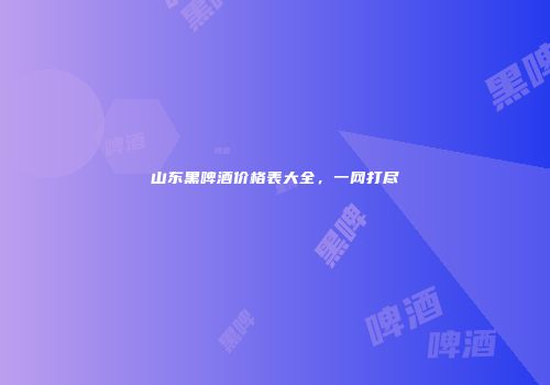 山东黑啤酒价格表大全，一网打尽